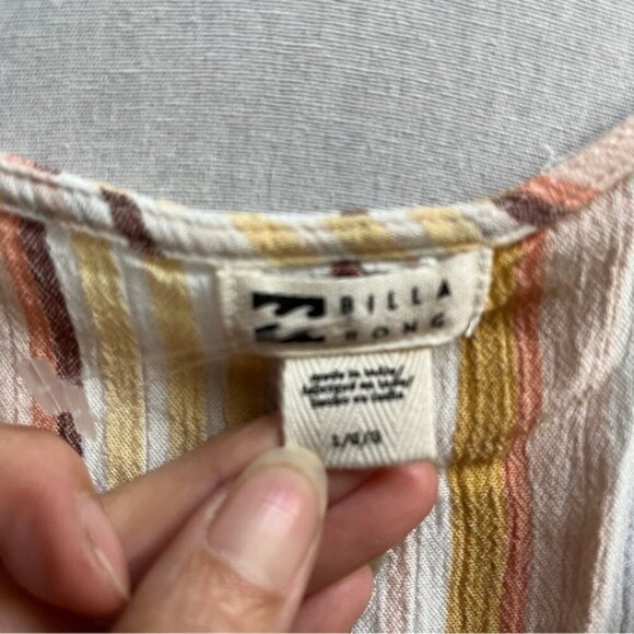 Billabong Tan and Orange Buttoned Mini Slip Sundress Sz L - Picture 4 of 7